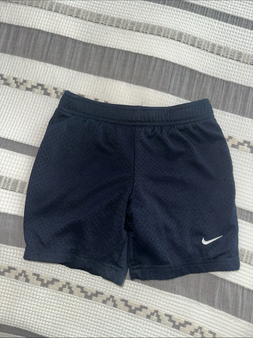 Nike Navy Athletic Mesh Kids Shorts with White Swoosh